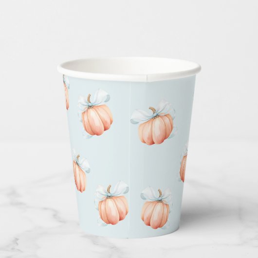 Blue Bow Pumpkin Baby Shooting Paper Cup Pappbecher (Rechts)