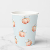 Blue Bow Pumpkin Baby Shooting Paper Cup Pappbecher (Vorderseite)
