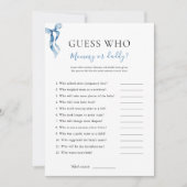 Blue Bow rät, wer Baby Dusche Game Card Einladung (Vorderseite)