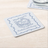 Blue Bow Retro Herz Coquette Bachelorette Rechteckiger Pappuntersetzer (angewinkelt)