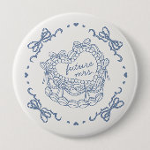 Blue Bow Retro Herz Coquette Brautparty Button (Vorderseite)