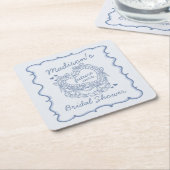 Blue Bow Retro Herz Coquette Brautparty Rechteckiger Pappuntersetzer (angewinkelt)