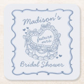 Blue Bow Retro Herz Coquette Brautparty Rechteckiger Pappuntersetzer (Vorderseite)