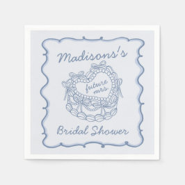 Blue Bow Retro Herz Coquette Brautparty Serviette