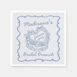 Blue Bow Retro Herz Coquette Cake Bridal Brunch Serviette