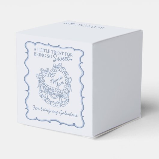 Blue Bow Retro Herz Coquette Cake Galentine Geschenkschachtel (Rückseite)