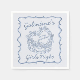 Blue Bow Retro Herz Coquette Cake Galentine Serviette