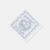 Blue Bow Retro Herz Coquette Cake Galentine Serviette (Ecke)