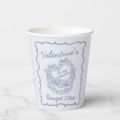 Blue Bow Retro Herz Coquette Cake Valentine Pappbecher (Rückseite)