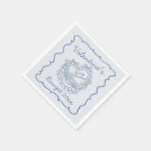 Blue Bow Retro Herz Coquette Cake Valentine Serviette (Ecke)