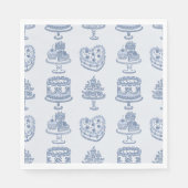 Blue Bow Retro Herz Coquette Cake Valentine Serviette (Vorderseite)