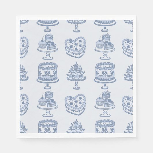 Blue Bow Retro Herz Coquette Cake Valentine Serviette (Vorderseite)