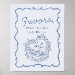 Blue Bow Retro Herz Coquette Kuchen Favoriten Zeic Poster