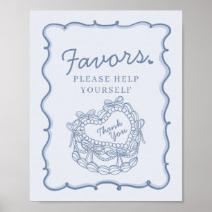 Blue Bow Retro Herz Coquette Kuchen Favoriten Zeic Poster