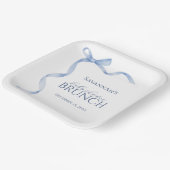 Blue Bow Ribbon Baby Shower Pappteller (Gewinkelt)