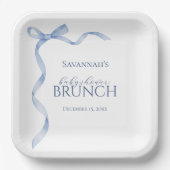 Blue Bow Ribbon Baby Shower Pappteller (Vorderseite)