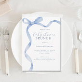 Blue Bow Ribbon Babydusche Brunch Einladung