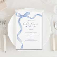 Blue Bow Ribbon Babydusche Brunch