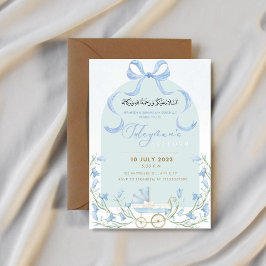 Blue Bow Ribbon Bluebell Aqeeqah Invites Einladung