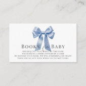 Blue Bow Ribbon Boy Babydusche Buchanfrage Begleitkarte (Vorderseite)