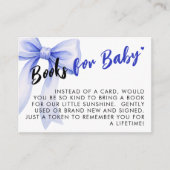 Blue Bow Ribbon Cute Baby Shower Book Request Begleitkarte (Vorderseite)