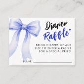 Blue Bow Ribbon Cute Baby Shower Diaper Raffle Begleitkarte (Vorderseite)