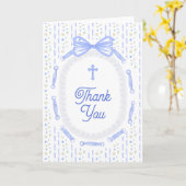 Blue Bow Ribbon Frame Floral Religious Thank You Karte (Gelbe Blume)