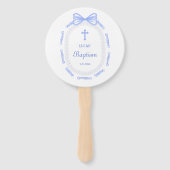 Blue Bow Ribbon Frame Taufe Fächer (Rückseite)