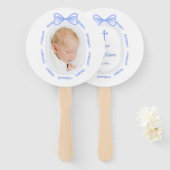 Blue Bow Ribbon Frame Taufe Fächer (Vorne und Hinten)