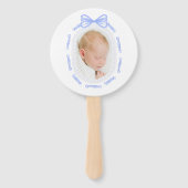 Blue Bow Ribbon Frame Taufe Fächer (Vorderseite)