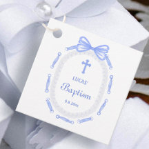 Blue Bow Ribbon Frame Taufe Fvor Tags