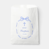 Blue Bow Ribbon Frame Taufe Geschenktütchen (Vorderseite)