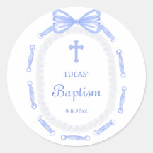 Blue Bow Ribbon Frame Taufe