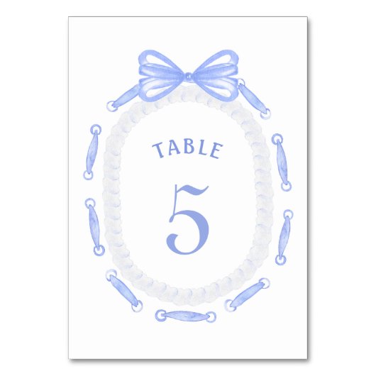 Blue Bow Ribbon Frame-Tischnummer Tischnummer (Rückseite)