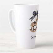 Blue Bow Rocking Horse Christmas Milchtasse (Linke Ecke)