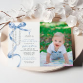 Blue Bow & Rosary Foto Erste Heilige Kommune Einladung