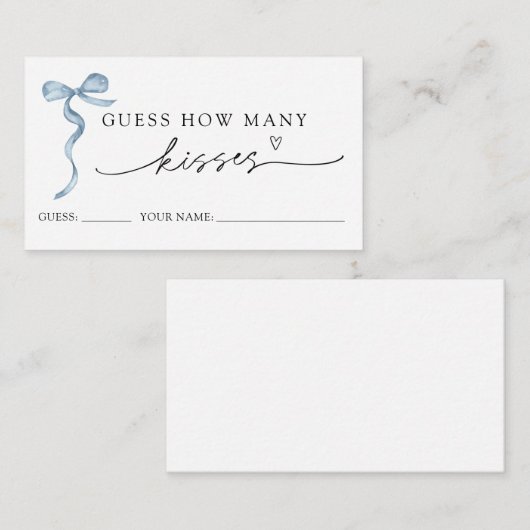 Blue Bow schätzt, wie viele Kisses Game Card Begleitkarte (Vorne/Hinten)