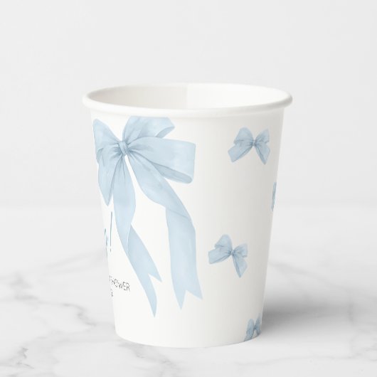 Blue Bow seine Baby-Dusche Pappbecher (Links)