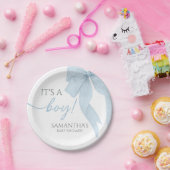 Blue Bow seine Baby-Dusche Pappteller (Party)