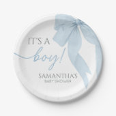 Blue Bow seine Baby-Dusche Pappteller (Vorderseite)