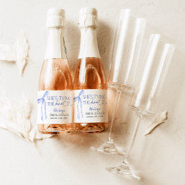 Blue Bow Shes binden das Brautparty des Knotens Schaumweinetikett