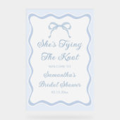 Blue Bow Shes binden das Brautparty des Knotens Wi Acrylschild (Vorderseite)