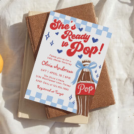 Blue Bow She's Ready to Pop Baby Shower Einladung