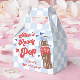 Blue Bow She's Ready to Pop Baby Shower Geschenkschachtel