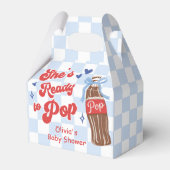 Blue Bow She's Ready to Pop Baby Shower Geschenkschachtel (Vorderseite)