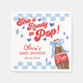 Blue Bow She's Ready to Pop Baby Shower Serviette (Vorderseite)