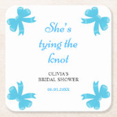 Blue Bow She's Tying The Knot Brautjungfernaabend Rechteckiger Pappuntersetzer (Vorderseite)