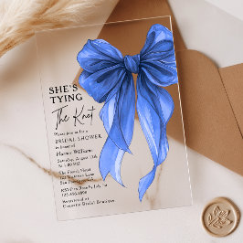 Blue Bow She's Tying The Knot Bridal Shower Acryleinladungen