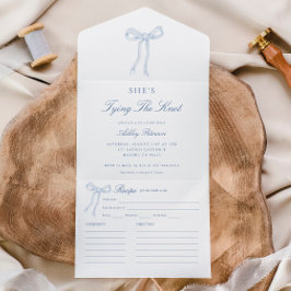 Blue Bow Sie bindet das Brautparty des Knotens All In One Einladung