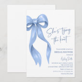 Blue Bow Sie bindet das Brautparty des Knotens Einladung (Vorne/Hinten)